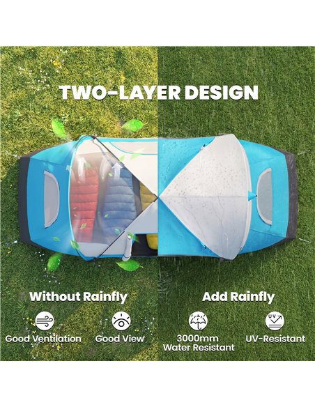 Outsunny 5-6 Man Camping Tent, Tunnel Tent, Water Resistant Hiking Shelter with Groundsheet and Carry Bag, Light Blue - pic 187585 | FastDaddyshop