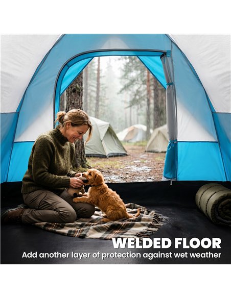 Outsunny 5-6 Man Camping Tent, Tunnel Tent, Water Resistant Hiking Shelter with Groundsheet and Carry Bag, Light Blue - pic 187586 | FastDaddyshop
