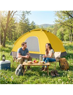 Outsunny 2 Person Camping Tent, Dome Tent with Zipped Doors, Storage Pocket, Portable Handy Bag, Yellow 2