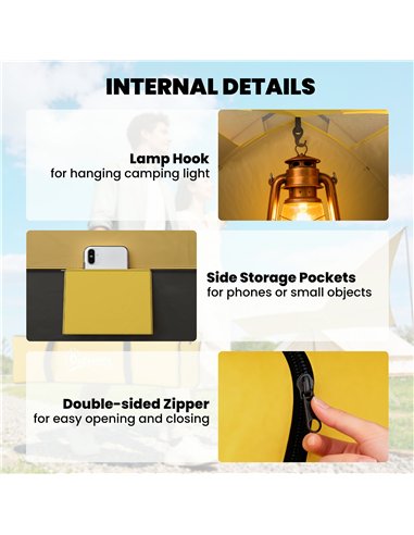 Outsunny 2 Person Camping Tent, Dome Tent with Zipped Doors, Storage Pocket, Portable Handy Bag, Yellow