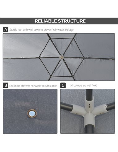 Outsunny Netting Gazebo Hexagon Tent Patio Canopy Outdoor Shelter Party Activities Shade Resistant (Grey)