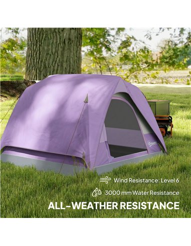 Outsunny 3-4 Person Camping Tent, Easy Set Up 3-4 Man Tent w/ Sewn-in Groundsheet, Waterproof Dome Tent w/ Mesh Windows