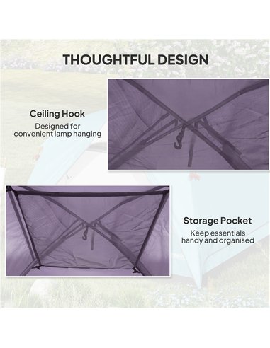 Outsunny 3-4 Person Camping Tent, Easy Set Up 3-4 Man Tent w/ Sewn-in Groundsheet, Waterproof Dome Tent w/ Mesh Windows