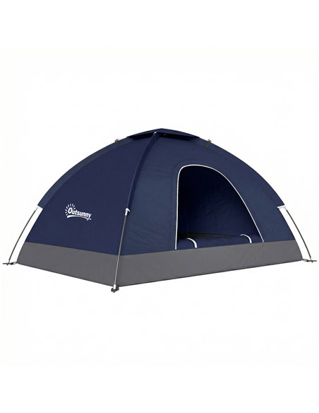 Outsunny 2 Person Camping Tent, Dome Tent with Zipped Doors, Storage Pocket, Portable Handy Bag, Navy Blue - pic 187609 | FastDaddyshop