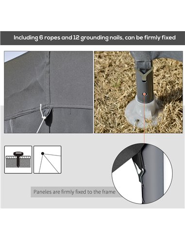 Outsunny Netting Gazebo Hexagon Tent Patio Canopy Outdoor Shelter Party Activities Shade Resistant (Grey)