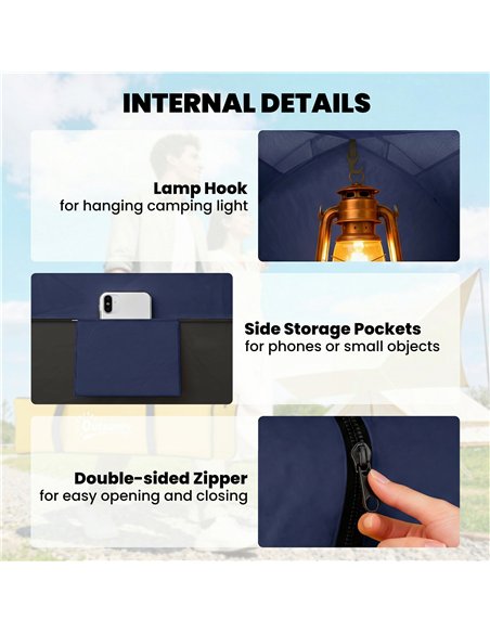 Outsunny 2 Person Camping Tent, Dome Tent with Zipped Doors, Storage Pocket, Portable Handy Bag, Navy Blue - pic 187613 | FastDaddyshop