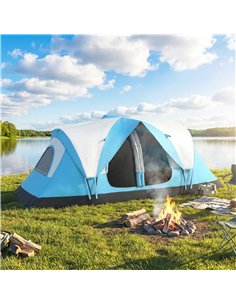 Outsunny Camping Tent for 6-8 Man with 2000mm Waterproof Rainfly and Carry Bag for Fishing Hiking Festival, Sky Blue 2