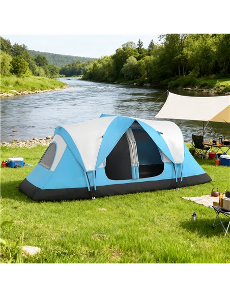 Outsunny Camping Tent for 6-8 Man with 2000mm Waterproof Rainfly and Carry Bag for Fishing Hiking Festival, Sky Blue - pic 187626 | FastDaddyshop