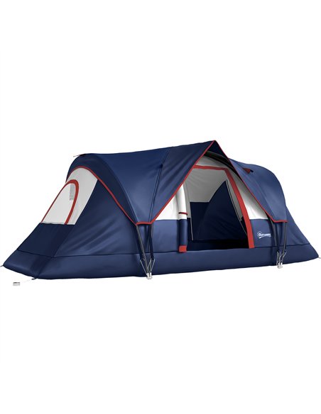 Outsunny 5-6 Man Camping Tent, Tunnel Tent, Water Resistant Hiking Shelter with Groundsheet and Carry Bag, Navy Blue - pic 187627 | FastDaddyshop