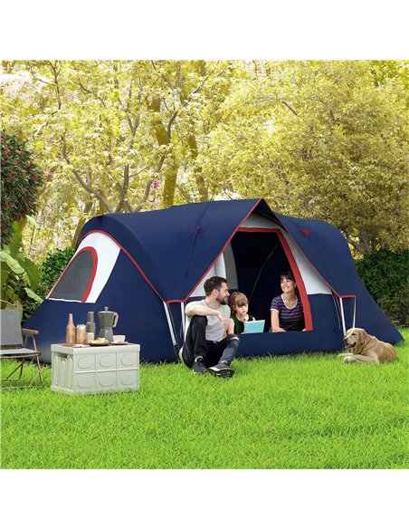 Outsunny 5-6 Man Camping Tent, Tunnel Tent, Water Resistant Hiking Shelter with Groundsheet and Carry Bag, Navy Blue - pic 187628 | FastDaddyshop