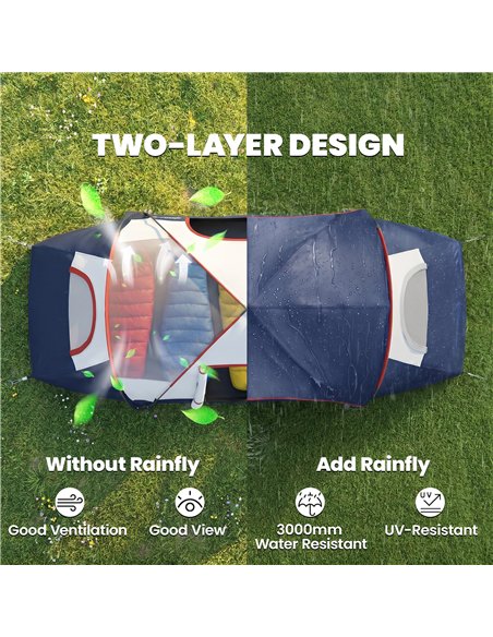 Outsunny 5-6 Man Camping Tent, Tunnel Tent, Water Resistant Hiking Shelter with Groundsheet and Carry Bag, Navy Blue - pic 187630 | FastDaddyshop