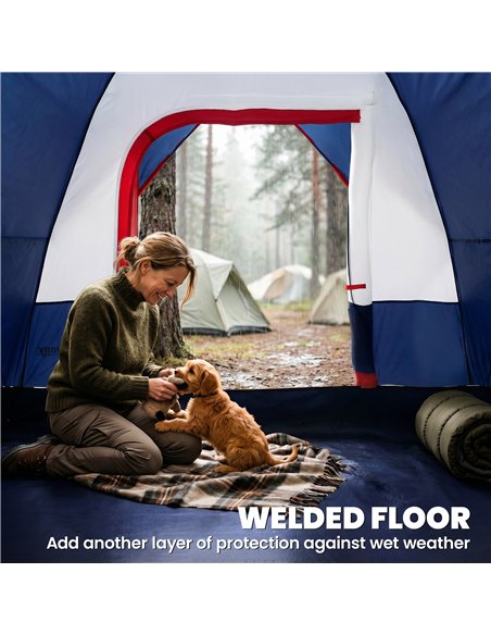 Outsunny 5-6 Man Camping Tent, Tunnel Tent, Water Resistant Hiking Shelter with Groundsheet and Carry Bag, Navy Blue - pic 187631 | FastDaddyshop