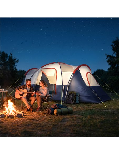 Outsunny 5-6 Man Camping Tent, Tunnel Tent, Water Resistant Hiking Shelter with Groundsheet and Carry Bag, Navy Blue - pic 187634 | FastDaddyshop