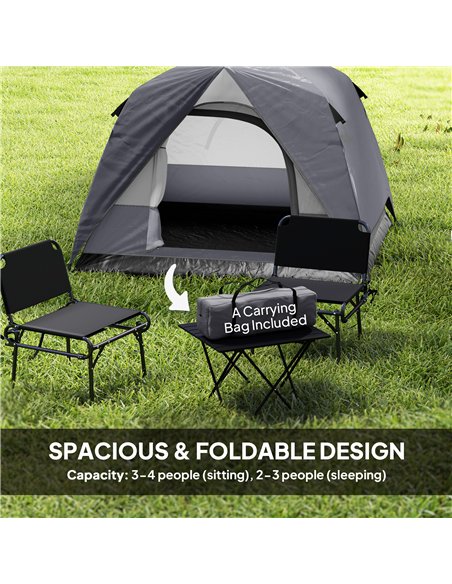 Outsunny 3-4 Person Camping Tent, Easy Set Up 3-4 Man Tent w/ Sewn-in Groundsheet, Waterproof Dome Tent w/ Mesh Windows, Grey - pic 187648 | FastDaddyshop