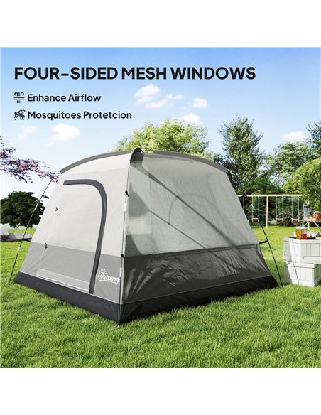 Outsunny 3-4 Person Camping Tent, Easy Set Up 3-4 Man Tent w/ Sewn-in Groundsheet, Waterproof Dome Tent w/ Mesh Windows, Grey - pic 187650 | FastDaddyshop