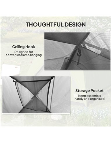 Outsunny 3-4 Person Camping Tent, Easy Set Up 3-4 Man Tent w/ Sewn-in Groundsheet, Waterproof Dome Tent w/ Mesh Windows, Grey