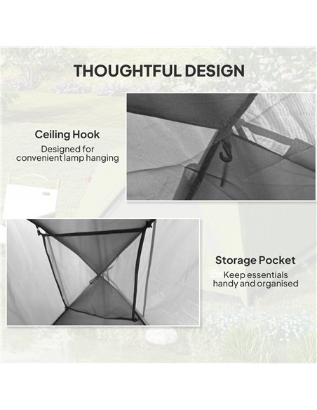 Outsunny 3-4 Person Camping Tent, Easy Set Up 3-4 Man Tent w/ Sewn-in Groundsheet, Waterproof Dome Tent w/ Mesh Windows, Grey - pic 187651 | FastDaddyshop