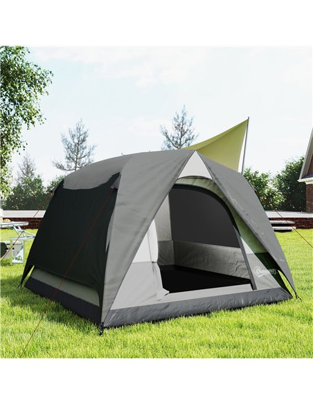 Outsunny 3-4 Person Camping Tent, Easy Set Up 3-4 Man Tent w/ Sewn-in Groundsheet, Waterproof Dome Tent w/ Mesh Windows, Grey - pic 187653 | FastDaddyshop