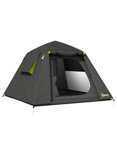 Outsunny Camping Tent 3000mm Waterproof Tent with 2 Doors for 2 Person, Grey & Green