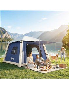 Outsunny Inflatable Camping Tent w/ Hand Pump, Easy Setup 1/2 Person Blow Up Tent, Dark Blue 2