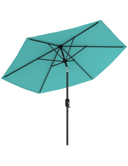 Outsunny 2.6 m Garden Parasol Umbrella with Aluminium Pole, Outdoor Patio Umbrella with Tilt and Crank, Vent, Turquoise - pic 187681 | FastDaddyshop