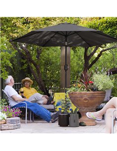 Outsunny 2.6 m Garden Parasol Umbrella with Aluminium Pole, Outdoor Patio Umbrella with Tilt and Crank, Vent, Black 2