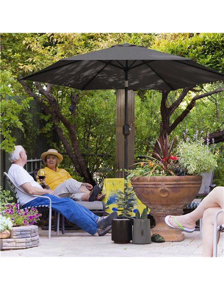 Outsunny 2.6 m Garden Parasol Umbrella with Aluminium Pole, Outdoor Patio Umbrella with Tilt and Crank, Vent, Black - pic 187691 | FastDaddyshop