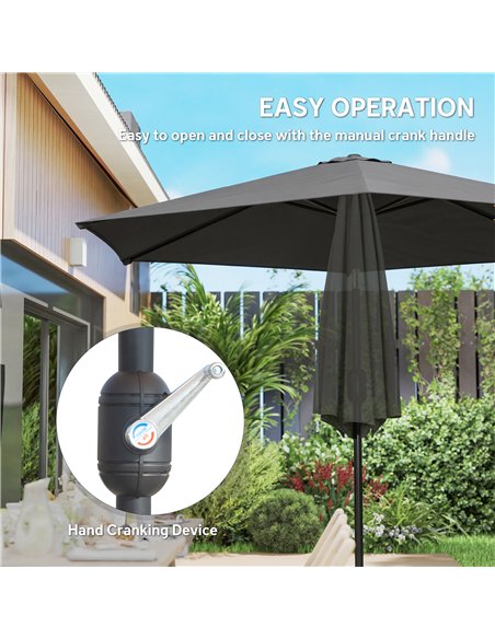 Outsunny 2.6 m Garden Parasol Umbrella with Aluminium Pole, Outdoor Patio Umbrella with Tilt and Crank, Vent, Black - pic 187693 | FastDaddyshop