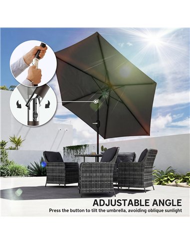 Outsunny 2.6 m Garden Parasol Umbrella with Aluminium Pole, Outdoor Patio Umbrella with Tilt and Crank, Vent, Black