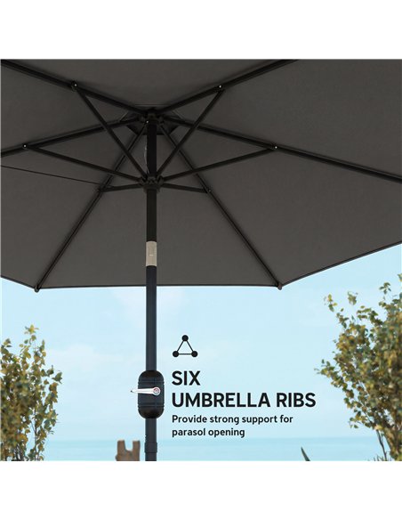 Outsunny 2.6 m Garden Parasol Umbrella with Aluminium Pole, Outdoor Patio Umbrella with Tilt and Crank, Vent, Black - pic 187697 | FastDaddyshop