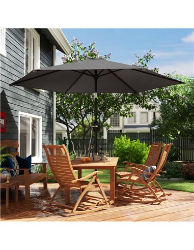 Outsunny 2.6 m Garden Parasol Umbrella with Aluminium Pole, Outdoor Patio Umbrella with Tilt and Crank, Vent, Black