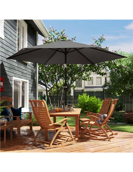 Outsunny 2.6 m Garden Parasol Umbrella with Aluminium Pole, Outdoor Patio Umbrella with Tilt and Crank, Vent, Black - pic 187698 | FastDaddyshop