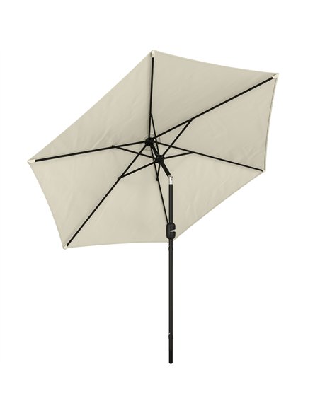 Outsunny 2.6 m Garden Parasol Umbrella with Aluminium Pole, Outdoor Patio Umbrella with Tilt and Crank, Vent, Cream White - pic 187699 | FastDaddyshop