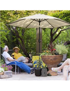 Outsunny 2.6 m Garden Parasol Umbrella with Aluminium Pole, Outdoor Patio Umbrella with Tilt and Crank, Vent, Cream White 2