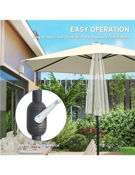 Outsunny 2.6 m Garden Parasol Umbrella with Aluminium Pole, Outdoor Patio Umbrella with Tilt and Crank, Vent, Cream White - pic 187702 | FastDaddyshop