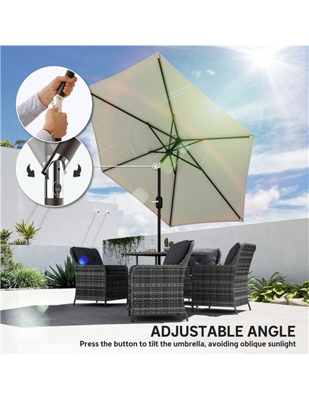 Outsunny 2.6 m Garden Parasol Umbrella with Aluminium Pole, Outdoor Patio Umbrella with Tilt and Crank, Vent, Cream White - pic 187703 | FastDaddyshop
