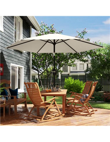 Outsunny 2.6 m Garden Parasol Umbrella with Aluminium Pole, Outdoor Patio Umbrella with Tilt and Crank, Vent, Cream White