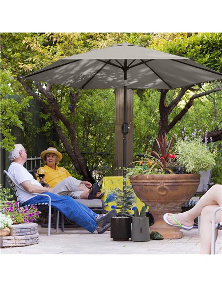 Outsunny 2.6 m Garden Parasol Umbrella with Aluminium Pole, Outdoor Patio Umbrella with Tilt and Crank, Vent, Light Grey - pic 187709 | FastDaddyshop