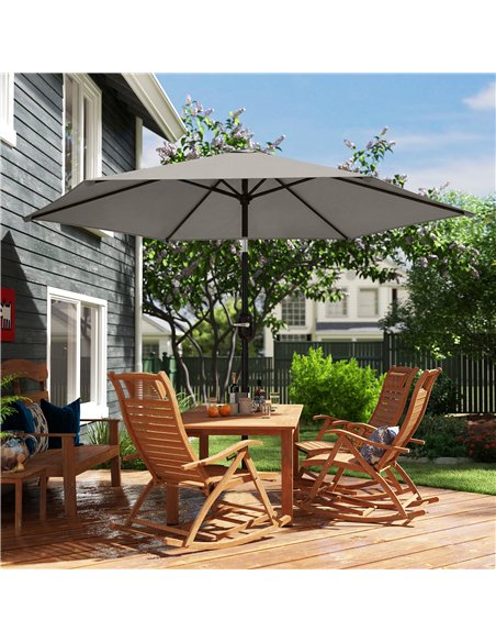Outsunny 2.6 m Garden Parasol Umbrella with Aluminium Pole, Outdoor Patio Umbrella with Tilt and Crank, Vent, Light Grey - pic 187716 | FastDaddyshop