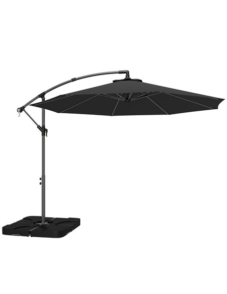 Outsunny 3m Overhanging Parasol, with Base, Weights and Cover - Black - pic 187717 | FastDaddyshop