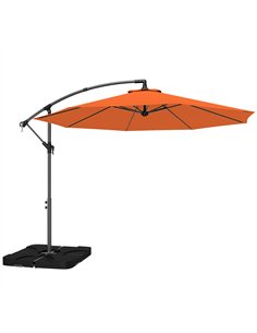 Outsunny 3m Overhanging Parasol, with Base, Weights and Cover - Orange