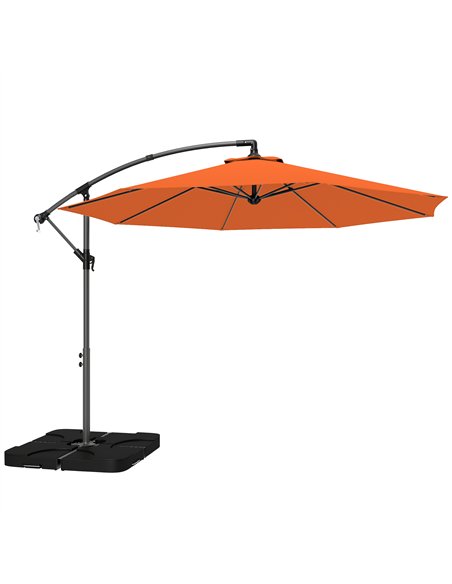 Outsunny 3m Overhanging Parasol, with Base, Weights and Cover - Orange - pic 187726 | FastDaddyshop