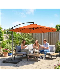 Outsunny 3m Overhanging Parasol, with Base, Weights and Cover - Orange 2
