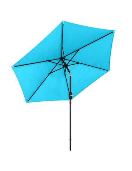 Outsunny 2.6 m Garden Parasol Umbrella with Aluminium Pole, Outdoor Patio Umbrella with Tilt and Crank, Vent, Blue - pic 187735 | FastDaddyshop