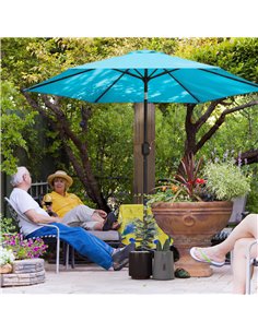 Outsunny 2.6 m Garden Parasol Umbrella with Aluminium Pole, Outdoor Patio Umbrella with Tilt and Crank, Vent, Blue 2