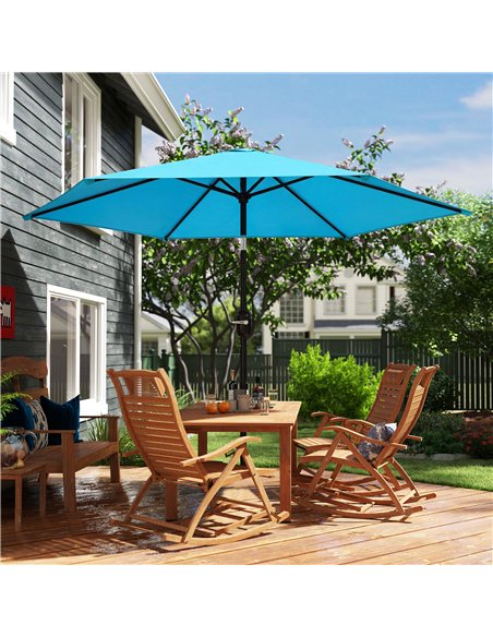 Outsunny 2.6 m Garden Parasol Umbrella with Aluminium Pole, Outdoor Patio Umbrella with Tilt and Crank, Vent, Blue - pic 187743 | FastDaddyshop