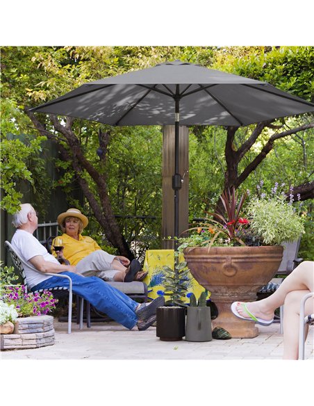 Outsunny 2.6 m Garden Parasol Umbrella with Aluminium Pole, Outdoor Patio Umbrella with Tilt and Crank, Vent, Grey - pic 187763 | FastDaddyshop