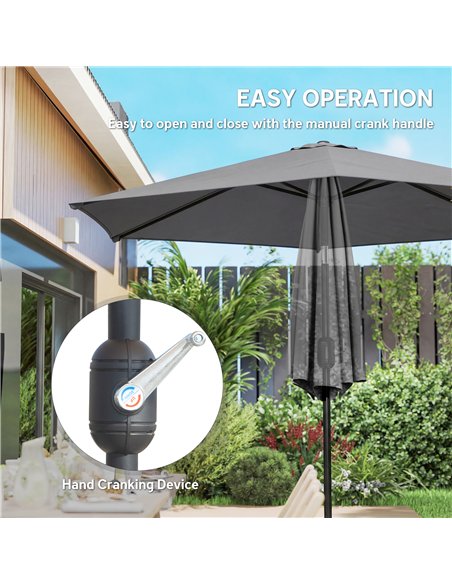 Outsunny 2.6 m Garden Parasol Umbrella with Aluminium Pole, Outdoor Patio Umbrella with Tilt and Crank, Vent, Grey - pic 187765 | FastDaddyshop