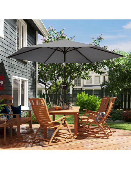Outsunny 2.6 m Garden Parasol Umbrella with Aluminium Pole, Outdoor Patio Umbrella with Tilt and Crank, Vent, Grey - pic 187770 | FastDaddyshop