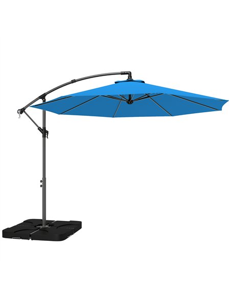Outsunny 3m Overhanging Parasol, with Base, Weights and Cover - Blue - pic 187771 | FastDaddyshop